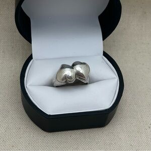 Sterling Silver Double Hearts Puffy Ring size 7.25